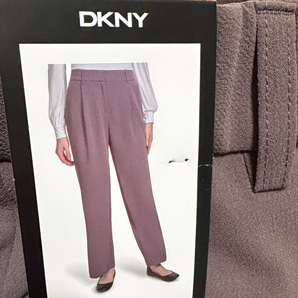 DKNY Women's Mauve Pleated Trousers Wide Leg size 16 Inseam 30.5” NWT